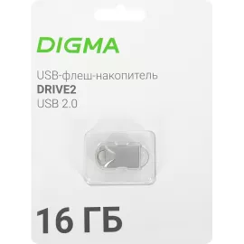 Флеш Диск Digma 16Gb DRIVE2 DGFUM016A20SR USB2.0 серебристый