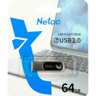 Флеш Диск Netac 64Gb U278 NT03U278N-064G-20PN USB2.0 серебристый