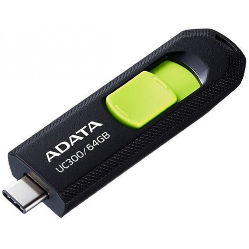 Флеш Диск A-Data 64Gb Type-C UC300 ACHO-UC300-64G-RBK/GN USB3.2 черный/зеленый
