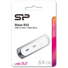 Флеш Диск Silicon Power 64Gb Blaze B32 SP064GBUF3B32V1W USB3.0 белый/синий