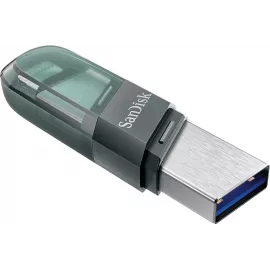 Флеш Диск Sandisk 64GB iXpand SDIX90N-064G-GN6NK USB3.1 зеленый/серебристый