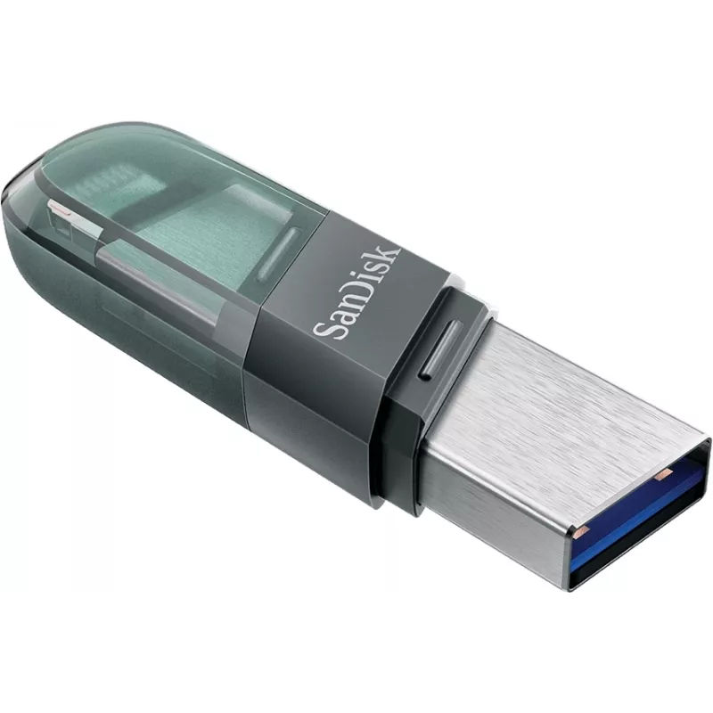 Флеш Диск Sandisk 64GB iXpand SDIX90N-064G-GN6NK USB3.1 зеленый/серебристый