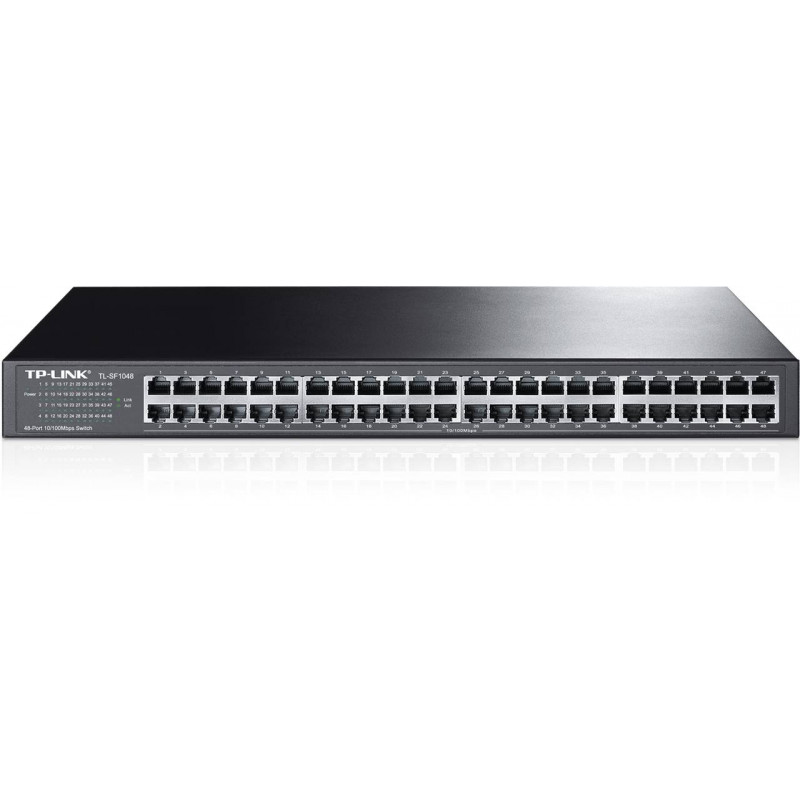 TP-Link TL-SF1048 48-портовый коммутатор 10/100 Мбит/с, стальной корпус высотой 1U, монтируется в 19-дюймовую стойку