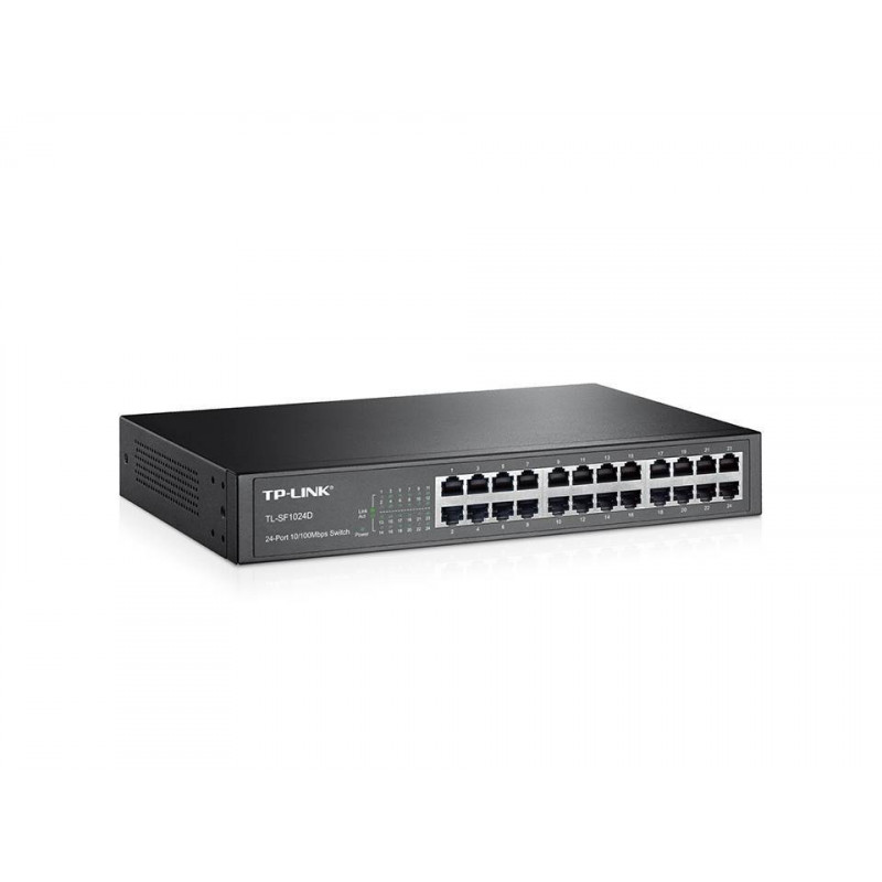 TP-Link TL-SF1024D 24-портовый коммутатор 10/100 Мбит/с, стальной корпус высотой 1U, монтируется в 13-дюймовую стойку