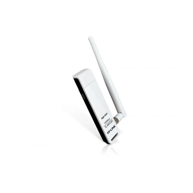 TP-Link TL-WN722N Wi-Fi USB-адаптер высокого усиления N150, до 150 Мбит/с на 2,4 ГГц, 1 внешняя антенна, USB 2.0