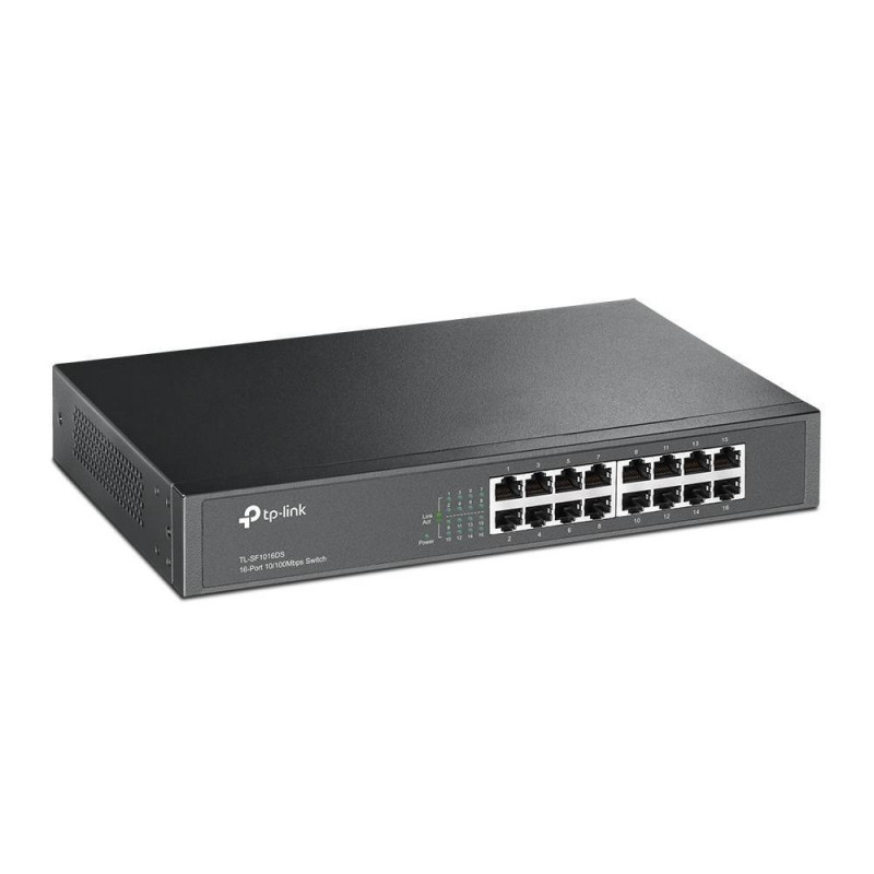 TP-Link TL-SF1016DS 16-портовый коммутатор 10/100 Мбит/с, стальной корпус высотой 1U, монтируется в 13-дюймовую стойку