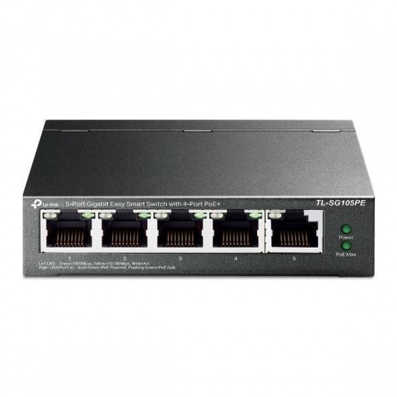 TP-Link TL-SG105PE Easy Smart управляемый гигабитный 5‑портовый коммутатор с 4 портами PoE+