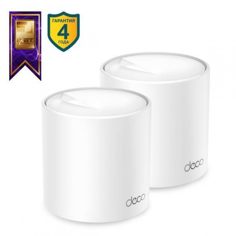 TP-Link Deco X50(2-pack) Домашняя Mesh Wi-Fi 6 система AX3000, до 574 Мбит/с на 2,4 ГГц + до 2402 Мбит/с на 5 ГГц