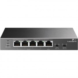 TP-Link TL-SG1005P-PD Настольный коммутатор с 5 гигабитными портами (1 порт с входящим PoE++, 4 порта с исходящим PoE+)