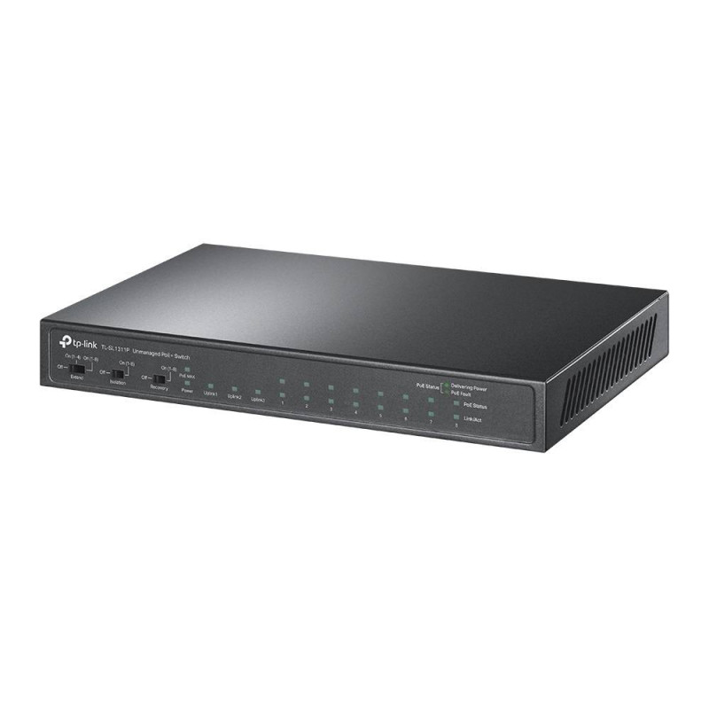 TP-Link TL-SL1311P Неуправляемый PoE-коммутатор (8 портов PoE+ 10/100 Мбит/с, 2 гигабитных порта без РоЕ и 1 слот SFP)