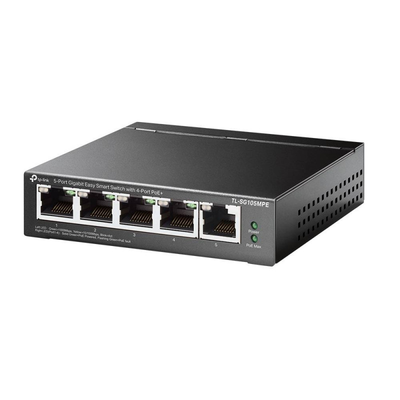 TP-Link TL-SG105MPE Easy Smart гигабитный 5-портовый PoE-коммутатор (4 порта PoE+ и 1 порт без РоЕ)