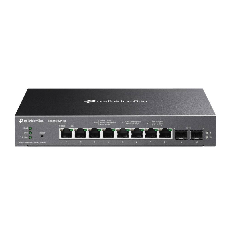TP-Link SG2210XMP-M2 Omada управляемый PoE-коммутатор Smart с 8 портами 2.5GBASE-T и 2 SFP+ слотами 10G