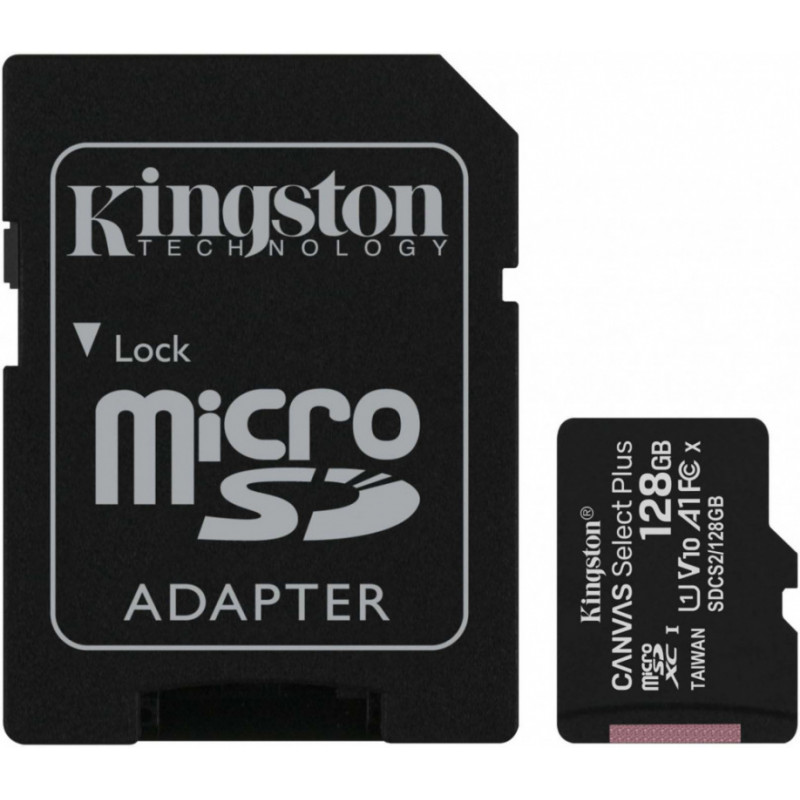 Флеш карта microSDXC Kingston 128GB SDCS2/128GB Canvas Select Plus + adapter