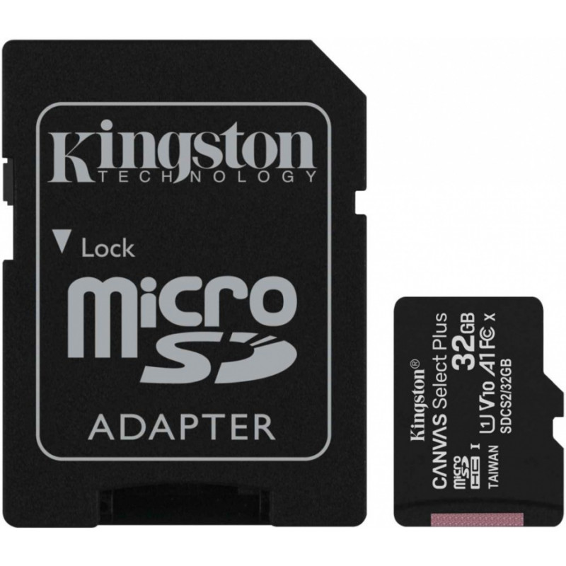 Флеш карта microSDHC 32GB Kingston SDCS2/32GB Canvas Select Plus + adapter