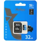 Флеш карта microSDHC 32GB Netac NT02P500STN-032G-R P500 + adapter