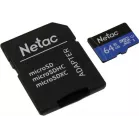 Флеш карта microSDXC 64GB Netac NT02P500STN-064G-R P500 + adapter