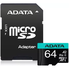 Флеш карта microSDXC 64GB A-Data AUSDX64GUI3V30SA2-RA1 Premier Pro + adapter
