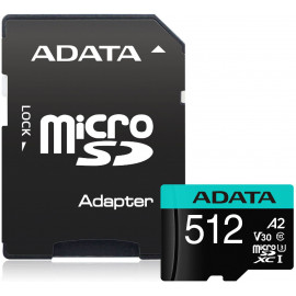 Флеш карта microSDXC 512Gb Class10 A-Data AUSDX512GUI3V30SA2-RA1 Premier Pro + adapter