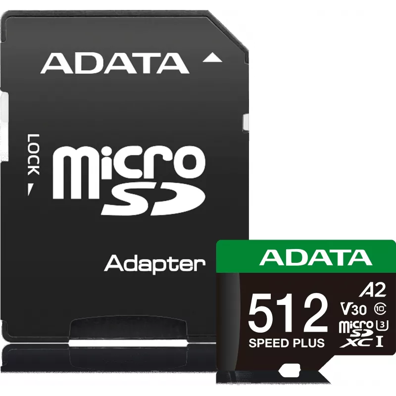 Флеш карта microSDXC 512GB A-Data UD512GUI3V30A2SP-RA1 Speed Plus V30 A2 + adapter