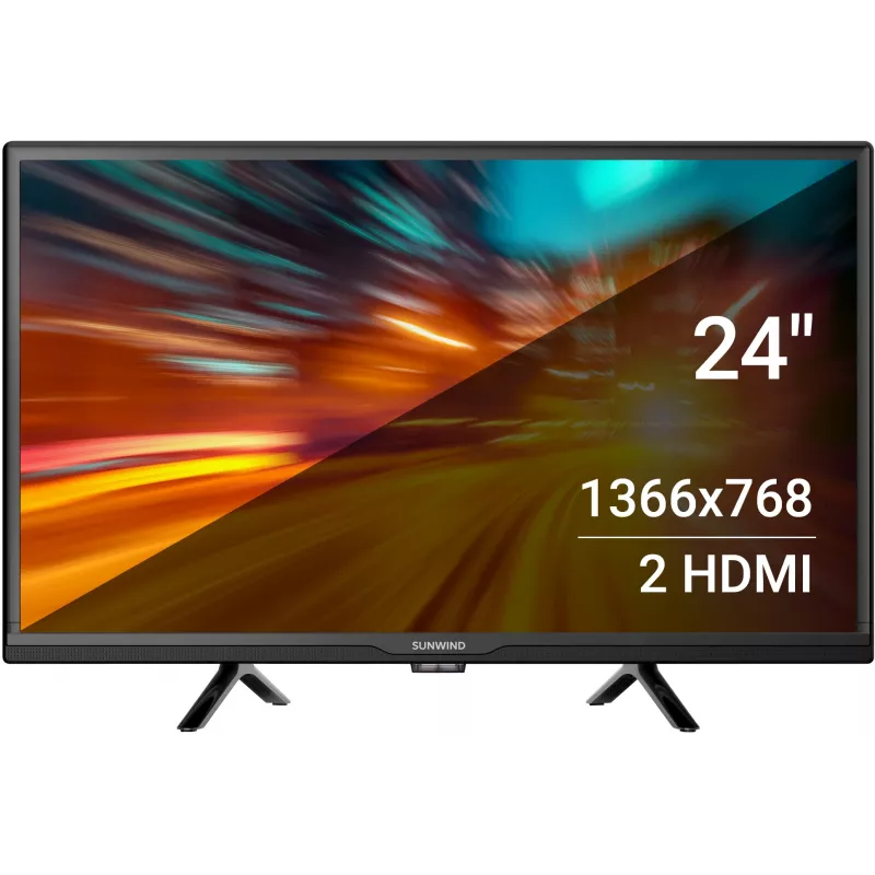 Телевизор LED SunWind 24" SUN-LED24XB203 черный HD 60Hz DVB-T DVB-T2 DVB-C DVB-S DVB-S2 USB WiFi