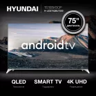 Телевизор QLED Hyundai 75" H-LED75QBU7500 Android TV Frameless черный/серебристый 4K Ultra HD 60Hz DVB-T DVB-T2 DVB-C DVB-S DVB-S2 USB WiFi Smart TV