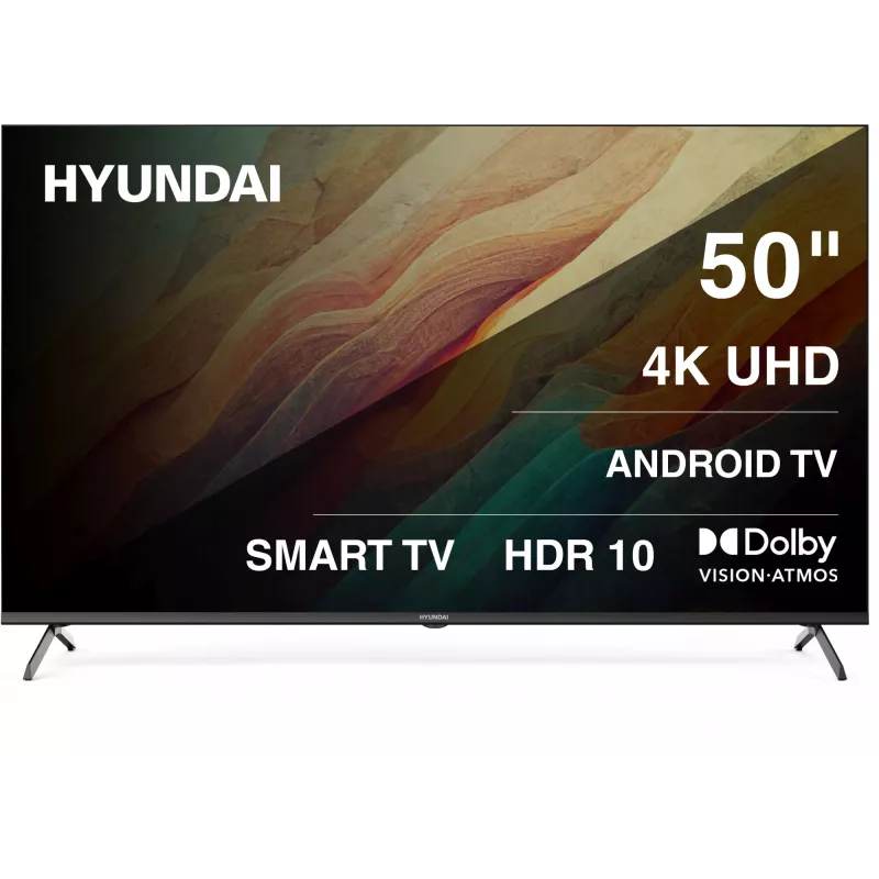Телевизор LED Hyundai 50" H-LED50BU7009 Android TV Frameless черный 4K Ultra HD 60Hz MEMC DVB-T DVB-T2 DVB-C DVB-S DVB-S2 USB WiFi Smart TV