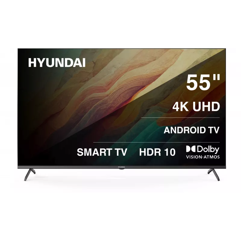 Телевизор LED Hyundai 55" H-LED55BU7009 Android TV Frameless Metal черный 4K Ultra HD 60Hz MEMC DVB-T DVB-T2 DVB-C DVB-S DVB-S2 USB WiFi Smart TV