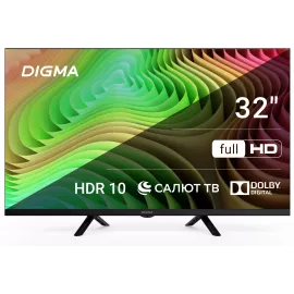 Телевизор LED Digma 32" DM-LED32SBB36 Салют ТВ Frameless Metal черный FULL HD 60Hz DVB-T DVB-T2 DVB-C DVB-S DVB-S2 USB WiFi Smart TV