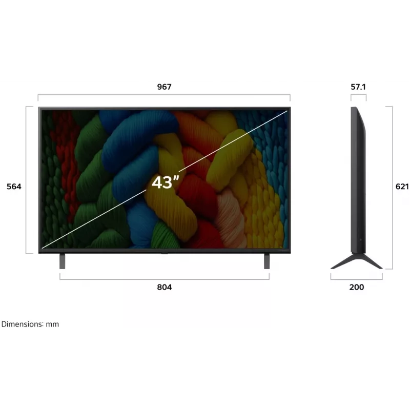Телевизор LED LG 43" 43NANO80A6B.ARUG синяя сажа 4K Ultra HD 60Hz DVB-T DVB-T2 DVB-C DVB-S DVB-S2 USB WiFi Smart TV