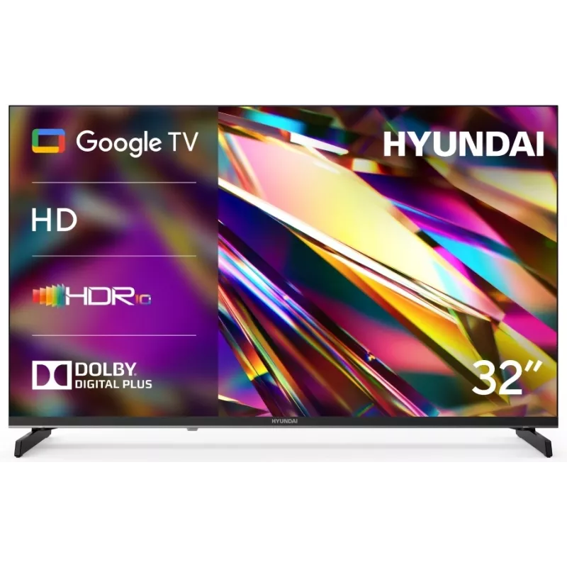 Телевизор LED Hyundai 32" H-LED32BS5011 Google TV Frameless Metal черный HD 60Hz DVB-T DVB-T2 DVB-C DVB-S DVB-S2 USB WiFi Smart TV