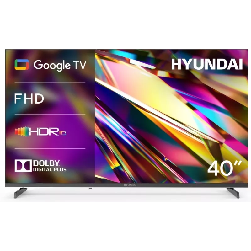 Телевизор LED Hyundai 40" H-LED40BS5011 Google TV Frameless Metal черный FULL HD 60Hz DVB-T DVB-T2 DVB-C DVB-S DVB-S2 USB WiFi Smart TV
