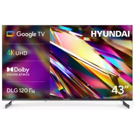 Телевизор LED Hyundai 43" H-LED43BU7011 Google TV Frameless Metal черный 4K Ultra HD 60Hz MEMC DVB-T DVB-T2 DVB-C DVB-S DVB-S2 USB WiFi Smart TV