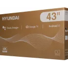 Телевизор LED Hyundai 43" H-LED43BU7011 Google TV Frameless Metal черный 4K Ultra HD 60Hz MEMC DVB-T DVB-T2 DVB-C DVB-S DVB-S2 USB WiFi Smart TV