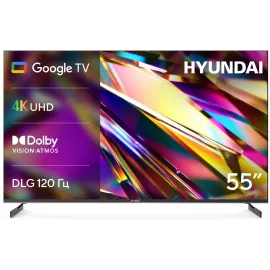 Телевизор LED Hyundai 55" H-LED55BU7011 Google TV Frameless Metal черный 4K Ultra HD 60Hz MEMC DVB-T DVB-T2 DVB-C DVB-S DVB-S2 USB WiFi Smart TV