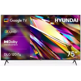 Телевизор LED Hyundai 75" H-LED75BU7011 Google TV Frameless Metal черный 4K Ultra HD 60Hz MEMC DVB-T DVB-T2 DVB-C DVB-S DVB-S2 USB WiFi Smart TV