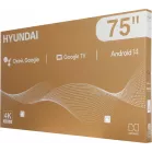 Телевизор LED Hyundai 75" H-LED75BU7011 Google TV Frameless Metal черный 4K Ultra HD 60Hz MEMC DVB-T DVB-T2 DVB-C DVB-S DVB-S2 USB WiFi Smart TV
