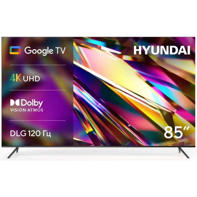 Телевизор LED Hyundai 85" H-LED85BU7011 Google TV черный 4K Ultra HD 60Hz MEMC DVB-T DVB-T2 DVB-C DVB-S DVB-S2 USB WiFi Smart TV