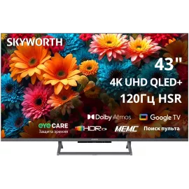 Телевизор QLED Skyworth 43" 43Q67H Eye Care Frameless черный 4K Ultra HD 120Hz MEMC DVB-T DVB-T2 DVB-C DVB-S DVB-S2 USB WiFi Smart TV