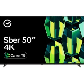 Телевизор LED Sber 50" SDX-50U4124 Салют ТВ Frameless черный 4K Ultra HD 60Hz DVB-T DVB-T2 DVB-C DVB-S DVB-S2 USB WiFi Smart TV
