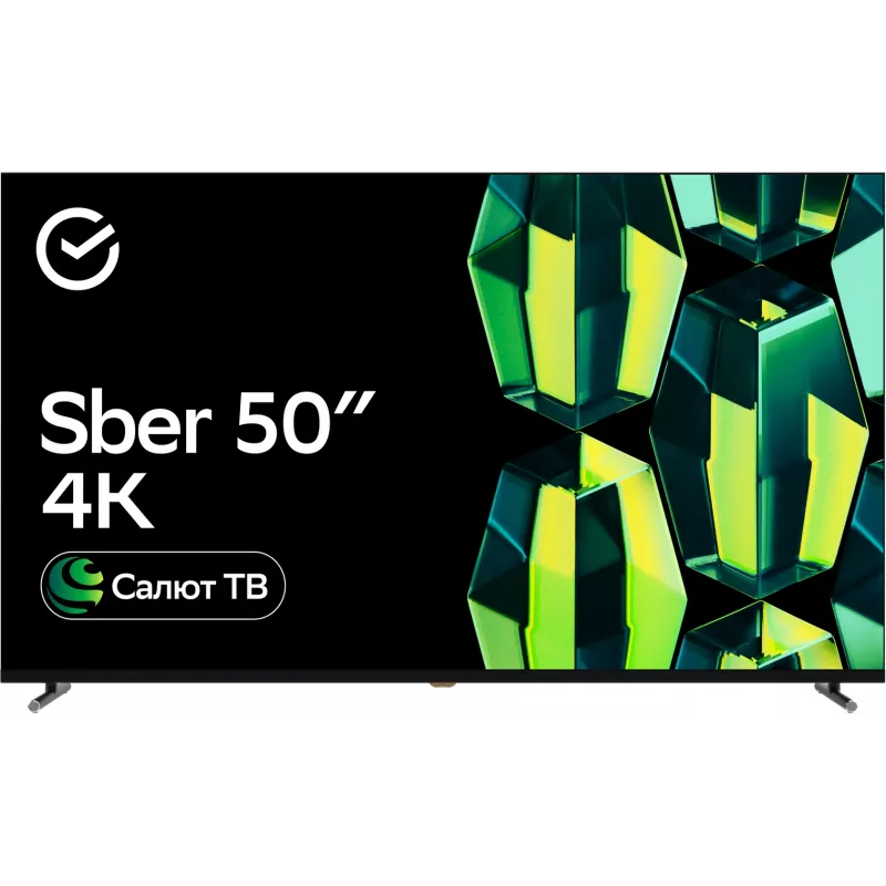 Телевизор LED Sber 50" SDX-50U4124 Салют ТВ Frameless черный 4K Ultra HD 60Hz DVB-T DVB-T2 DVB-C DVB-S DVB-S2 USB WiFi Smart TV