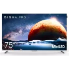 Телевизор QLED Digma Pro 75" Mini LED 75Q Google TV Frameless серебристый/серебристый 4K Ultra HD 144Hz MEMC DVB-T DVB-T2 DVB-C DVB-S DVB-S2 USB WiFi Smart TV