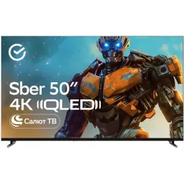 Телевизор QLED Sber 50" SDX-50UQ6032 Салют ТВ Frameless темно-серый 4K Ultra HD 60Hz DVB-T DVB-T2 DVB-C DVB-S DVB-S2 USB WiFi Smart TV