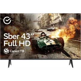Телевизор LED Sber 43" SDX-43F2124 Салют ТВ Frameless черный FULL HD 60Hz DVB-T DVB-T2 DVB-C DVB-S DVB-S2 USB WiFi Smart TV (RUS)