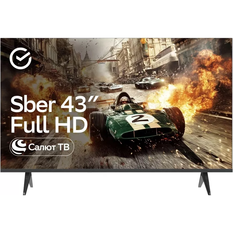 Телевизор LED Sber 43" SDX-43F2124 Салют ТВ Frameless черный FULL HD 60Hz DVB-T DVB-T2 DVB-C DVB-S DVB-S2 USB WiFi Smart TV (RUS)