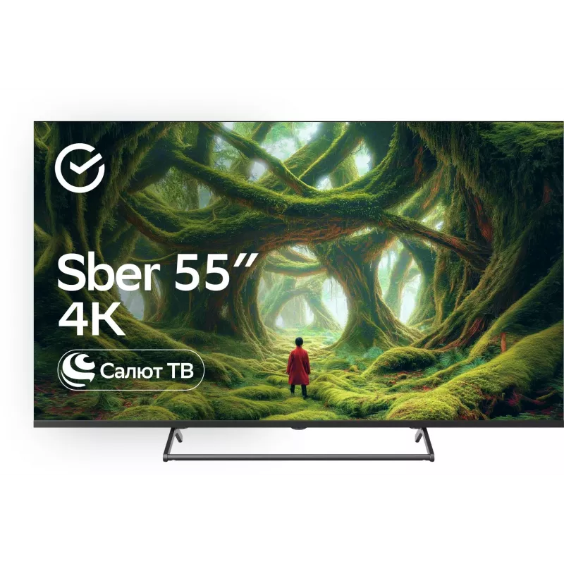 Телевизор LED Sber 55" SDX-55U5500MBA Салют ТВ Frameless черный 4K Ultra HD 60Hz DVB-T DVB-T2 DVB-C DVB-S DVB-S2 USB WiFi Smart TV (RUS)