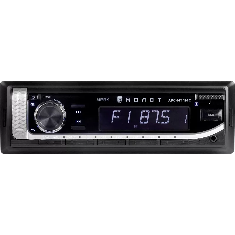 Автомагнитола Ural Молот АРС-МТ 114C 1DIN 4x160Вт v5.0 USB 2.0 AUX 2 (МОЛОТ АРС-МТ 114C)