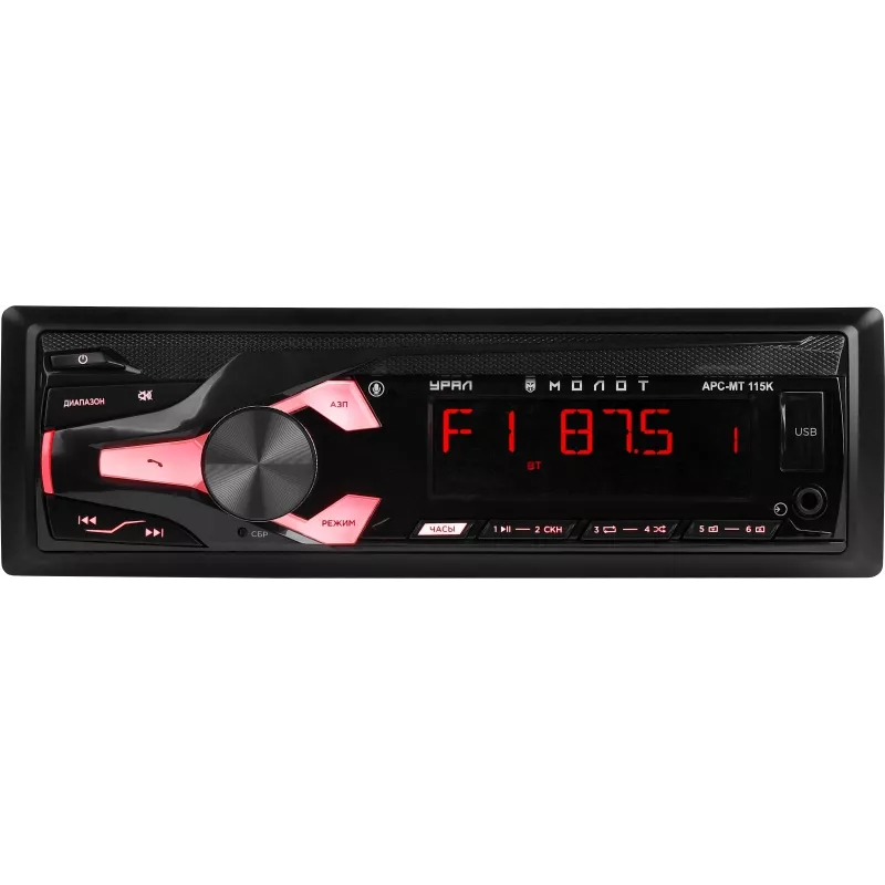 Автомагнитола Ural Молот АРС-МТ 115К 1DIN 4x160Вт v5.0 USB 2.0 AUX 2 (МОЛОТ АРС-МТ 115К)