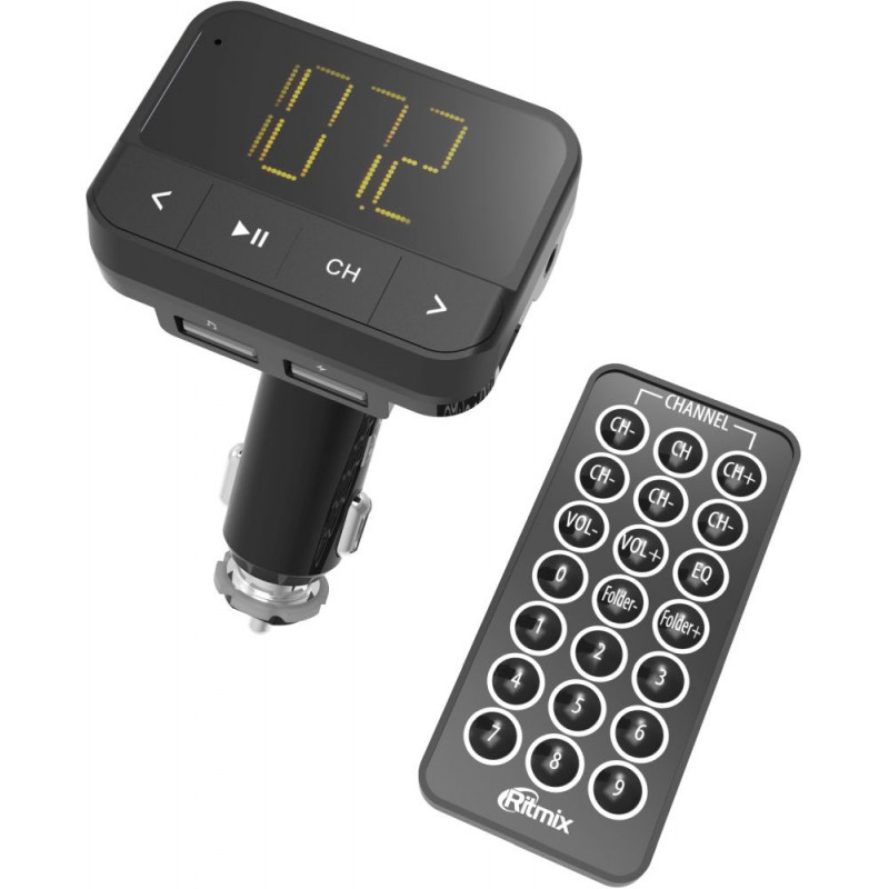 Автомобильный FM-модулятор Ritmix FMT-B200 черный MicroSD USB PDU (80000765) Автомобильный FM-модулятор Ritmix FMT-B200 черный MicroSD USB PDU (80000765)