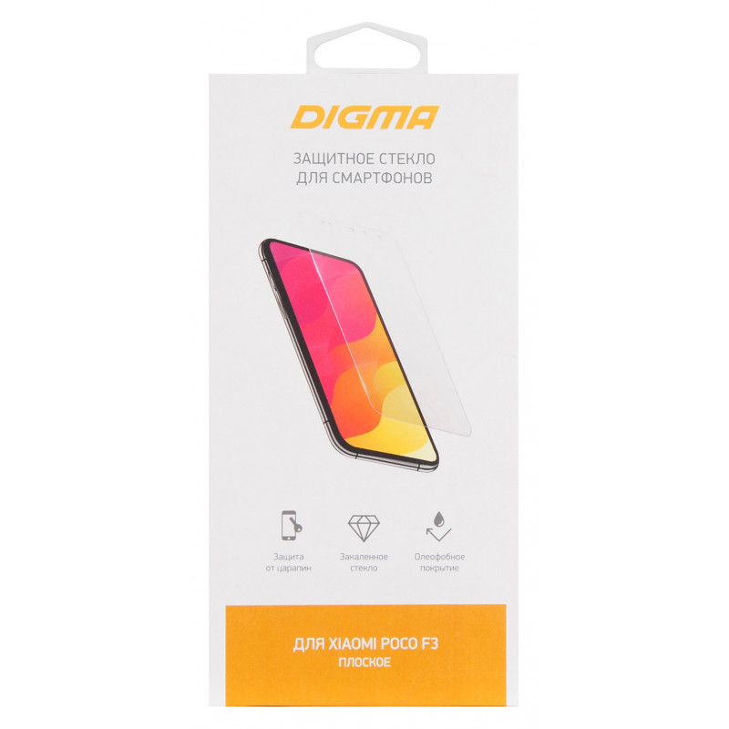 Защитное стекло для экрана Digma для Xiaomi Poco F3 прозрачная 1шт. (DGG1XPF3AA)