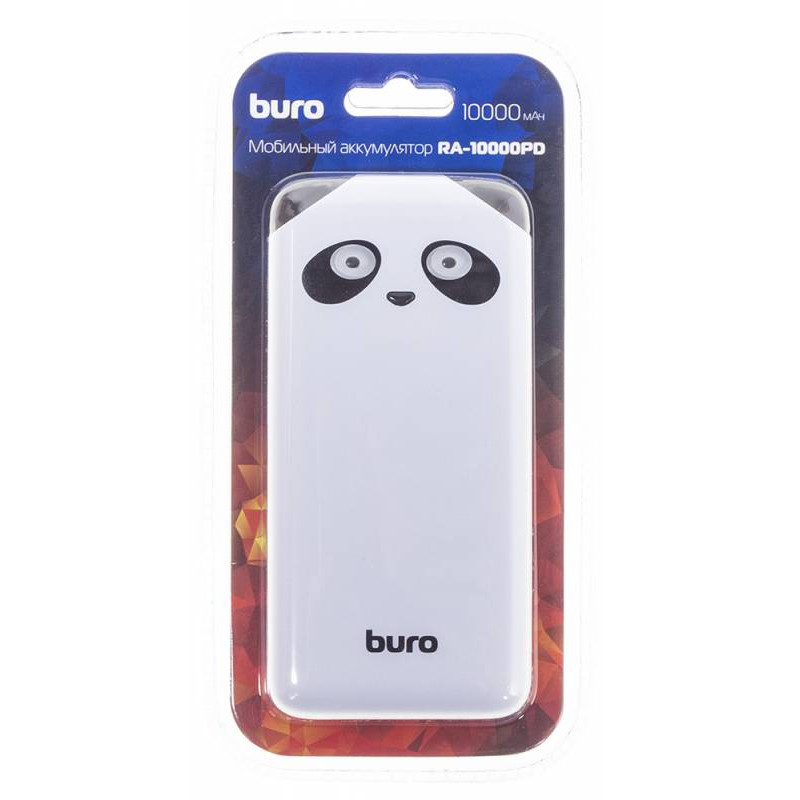 Мобильный аккумулятор Buro RA-10000PD 10000mAh 2.1A 2xUSB белый (RA-10000PD-WT)